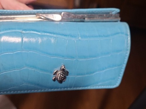 Blue Small Women's Wallet with Turtle Snap - Picture 5 of 14