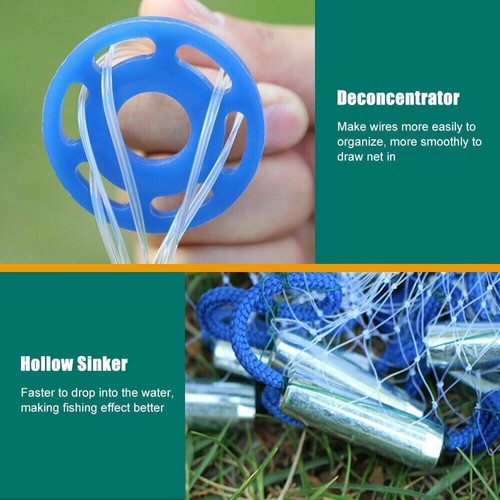 8/10 FT Fishing Cast Net Bait Easy Throw Hand Cast Strong Nylon Mesh USA - Picture 6 of 15