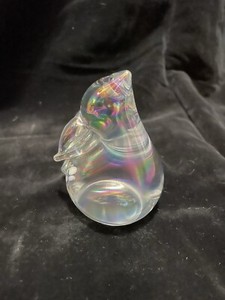 Glass Rabbit Figurine With Iridescent Spots