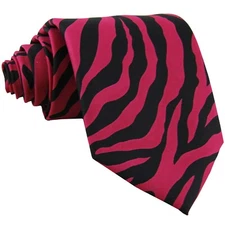 Vesuvio Napoli in Italy Men's Neck Tie W Handkerchief Pink Zebra Print 60 In