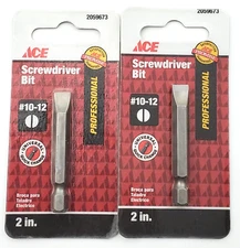 Lot of 2 Ace Hardware 2059673 #10-12 Slotted ScrewDriver Bits 2" Long