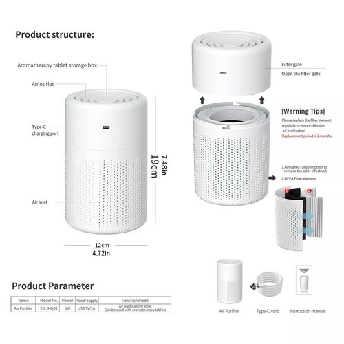 Home Air Purifier Ioniser Cleaner Smoke Dust Allergies Pollen Reflesh Filter AU - Picture 13 of 19