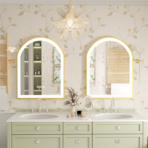 Gold Frame Oval LED Bathroom Mirror Anti-fog Dimmable UL Listed Energy-efficient - Picture 25 of 33