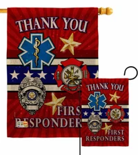 First Responders Burlap Garden Flag EMT Decorative Small Gift Yard House Banner