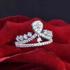 2.0Ct Round Cut Simulated Diamond Crown Shape Engagement Ring 14K White Gold FN