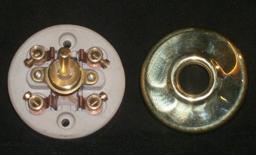 Vintage Ottone E Ceramica 2 Way Elettrico Switch Button Arredo Casa Set Di 6 - Foto 6 di 9