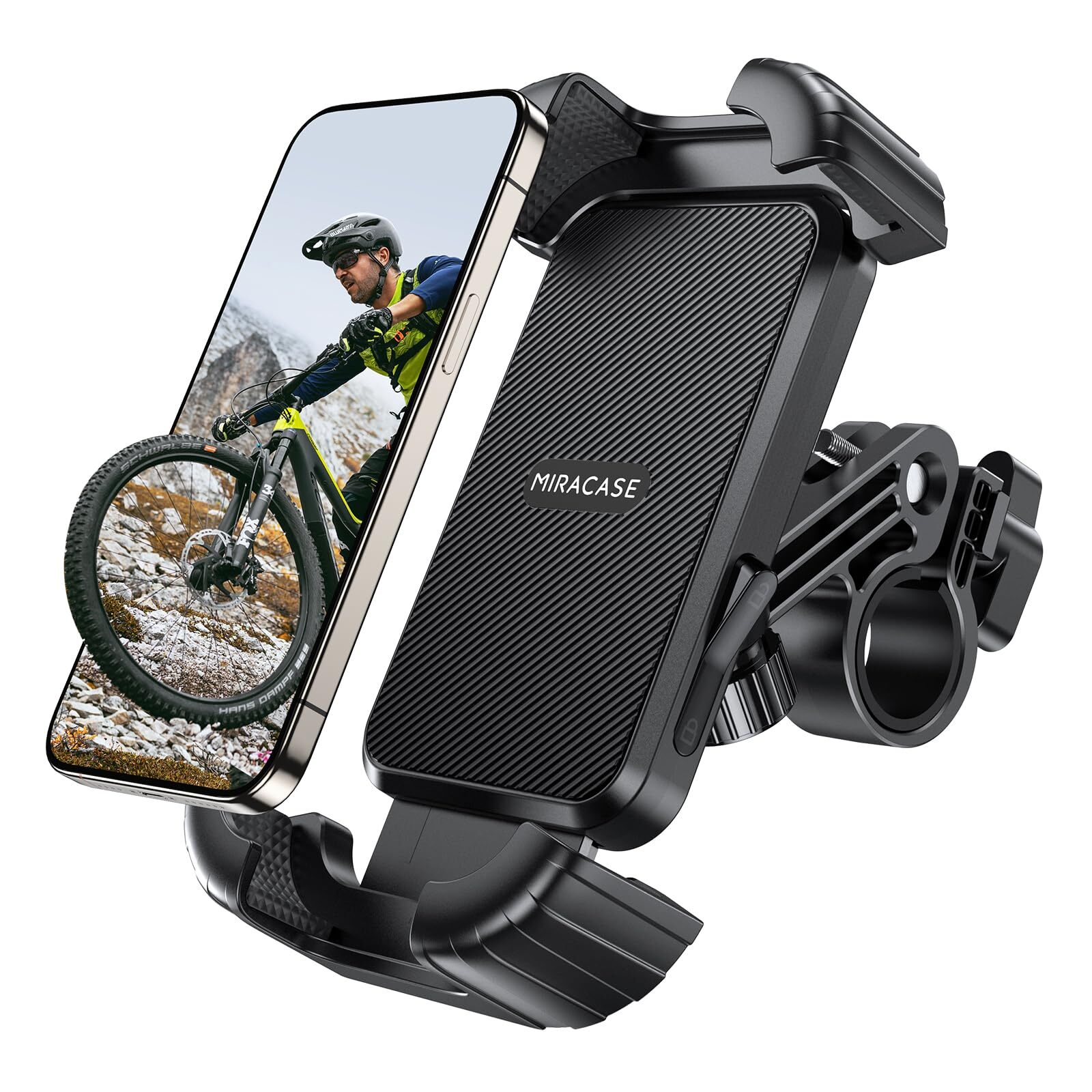 Bike Phone Holder, Silicone Wrapped Anti Shake Bicycle Phone Mount, Handlebar...
