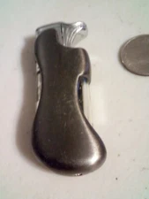 Vintage Art Deco Gun Steel Butane Lighter Gray Untested ForParts E56 Fancy