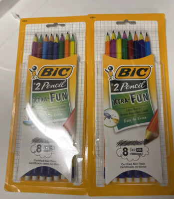 Set Of 2 - BIC  Xtra Fun Pencil, #2 HB, Two-Toned Color Barrels,8 Pack (16)tot