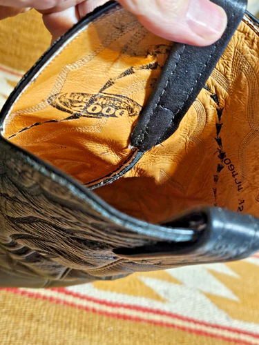 FINE LUCCHESE 2000 HANDMADE SIZE 12 ROMA CORD BLACK GOAT MENS COWBOY BOOTS - Picture 16 of 18