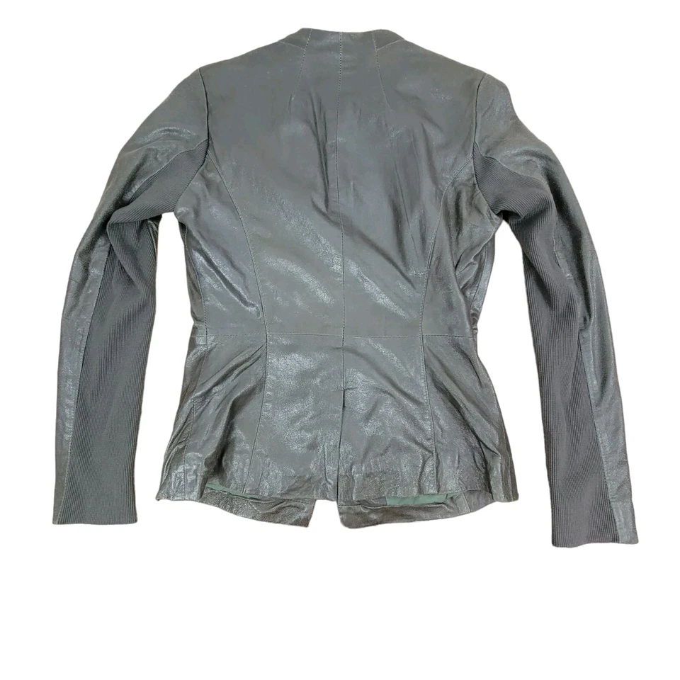 Blazer Traje Chaqueta Gris Blazer Muubaa Shaula Cuero Cabra Piedra Talla 4 EE. UU. Para Mujer Foto 2 de 4