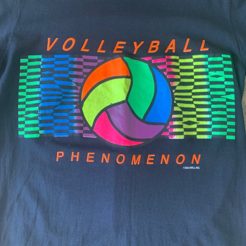 Vintage Surf Gear Volleyball Men’s Small Black Neon T Shirt 90s Single Stitch