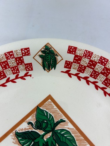 Fresh Garden 10.5" Dinner Plate Peas Red Check Vegetables Stoneware - Picture 5 of 7