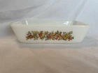Vintage Anchor Hocking 441 Loaf Pan Baking Dish Vegetable Harvest Pattern 5x9