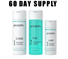 Proactiv 3 Step Acne Treatment, Benzoyl Peroxide Face Wash, 60 Day Complete Kit