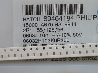 100 x Keramik Kondensatoren 06032R103K9B300