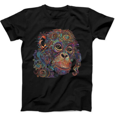 T-Shirt Affe Mandala Kunst Bestseller lustig Geschenk schwarz 259