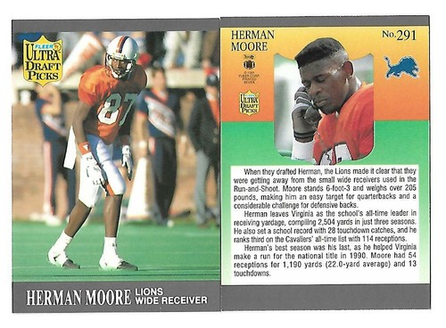 1991 Herman Moore Rookie Ultra Football Trading Card 291 EBay
