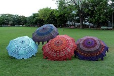 5 PC Wholesale Lot Indian Mandala Garden Beach Umbrellas Patio Sun Shade Parasol