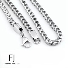 Men's 30" Silver Stainless Steel 5mm Franco Chain Unisex High Polish Box