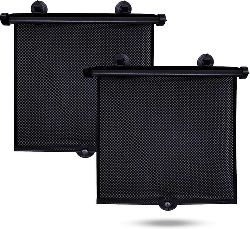 Car Side Window Sun Shade (2 Pack) | Retractable Car Roller Sunshade for Kids |