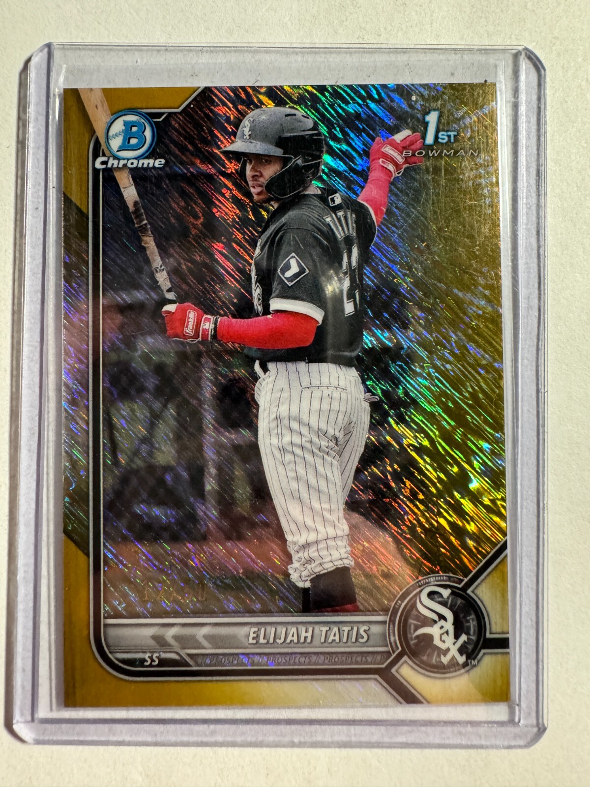 K172,949 - 2022 Bowman Chrome Prospects Gold Shimmer #BCP23 Elijah Tatis #/50