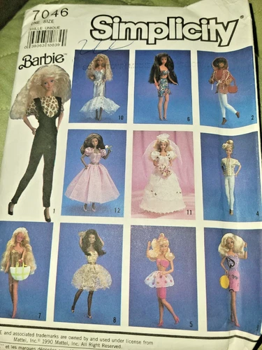 Simplicity Barbie Clothes Pattern 7046 Doll Clothes, kid/adults