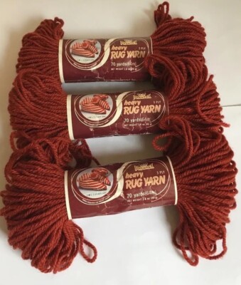 Vintage Heavy Rug Yarn lot skeins Rust Brown Phentex
