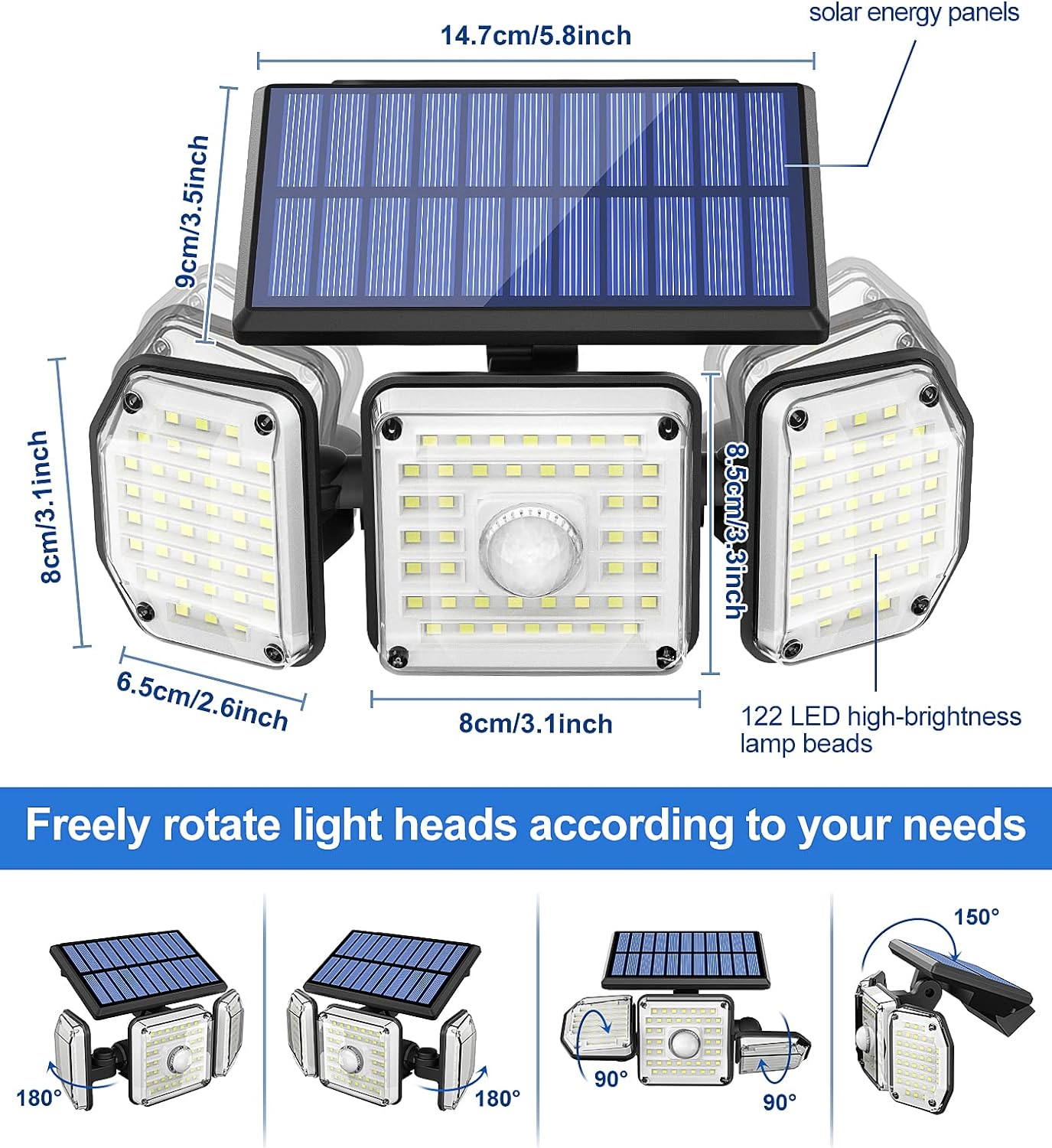 Outdoor Wall Lights Motion Sensor Solar Powered Security Light 122