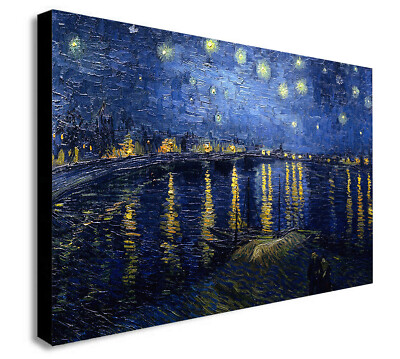 Van Gogh Sternennacht über der Rhone Leinwand Wandbild gerahmter Druck verschiedene Größen