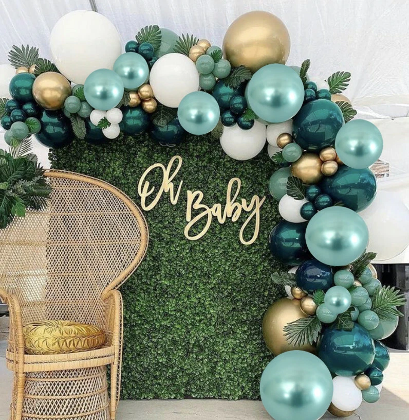 Teal and gold baby shower on sale decorations
