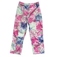 Lilly Pulitzer Vintage Patchwork Floral Pants Pink Green Blue Preppy Y2K Sz 6