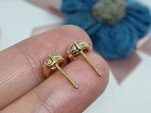 NEW BOXED Genuine Pandora 14k Gold Plated Sparkling Round Halo Stud Earrings π - Picture 2 of 8