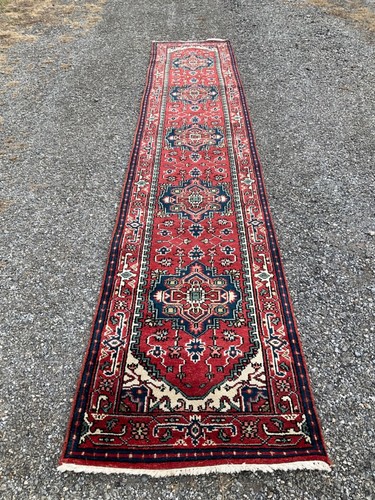 Heriz Serapi Runner 2’6” x 13’11” Wool Tribal Hand-Knotted Oriental Rug