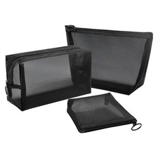 3-Packs Mesh Makeup Bag Set - Cosmetic Bags with Zipper Small Pouch Travel Pu...
