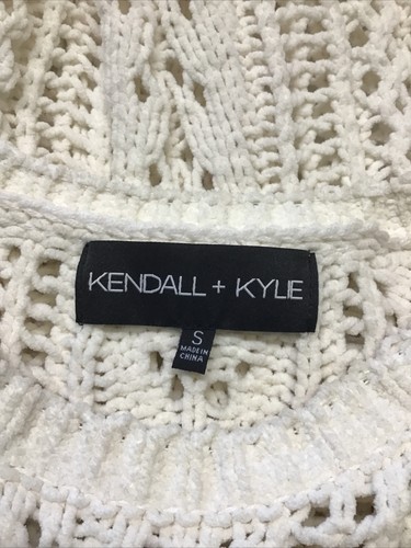 KENDALL + KYLIE Junior’s Winter White Cropped Chunky Open Knit Sweater Sz. S - Picture 15 of 16