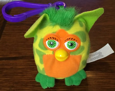 Furby Green Yellow Green Fuzzy Tail Plush Toy Backpack Keychain Clip