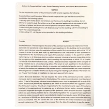 16" x 12" "N.Y.C. Suspected Gas Leaks / Smoke Detector Notice / Carbon Monoxide