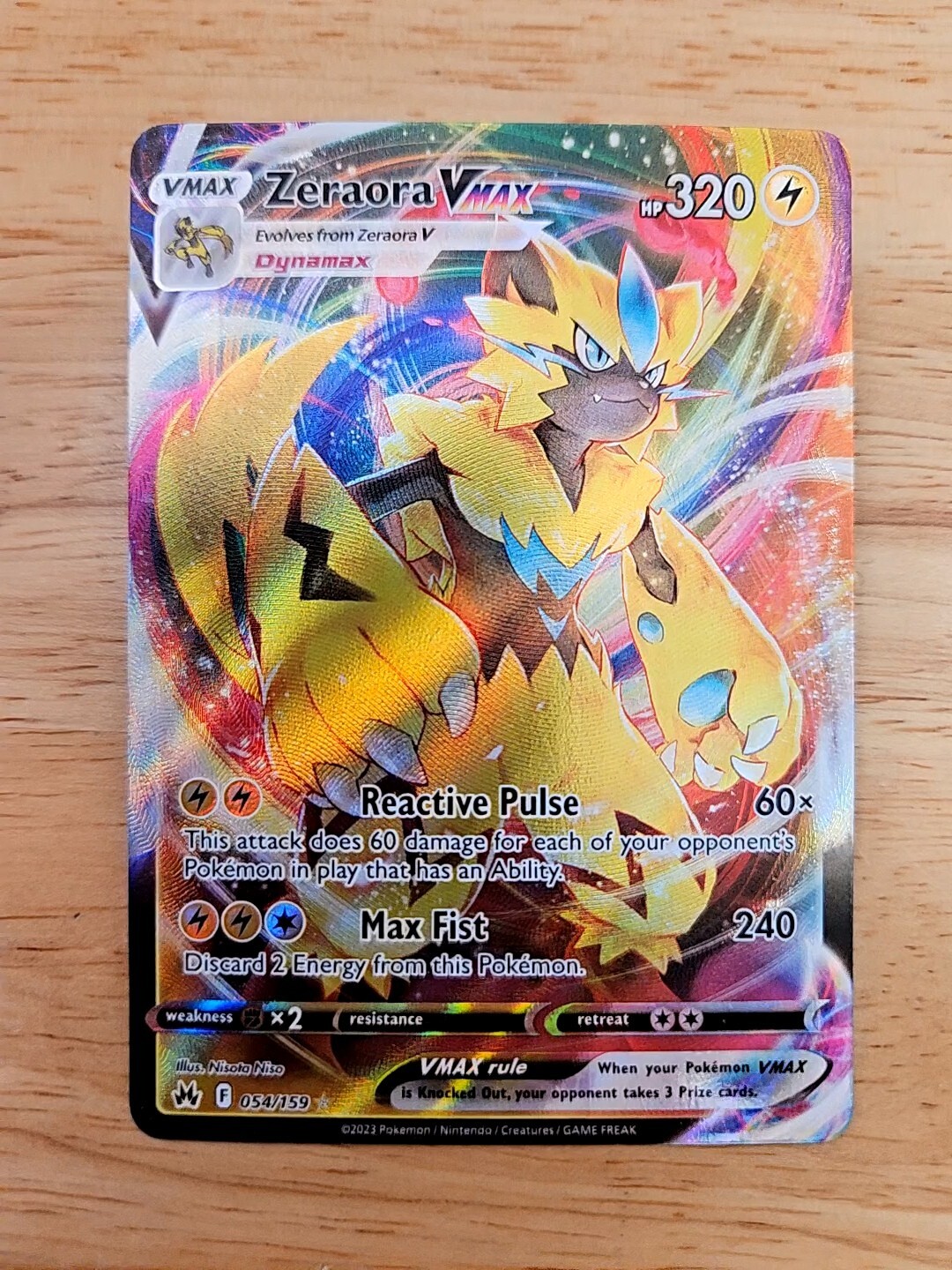 Zeraora Vmax 054/159 Crown Zenith NM Full Art Ultra Rare Pokemon