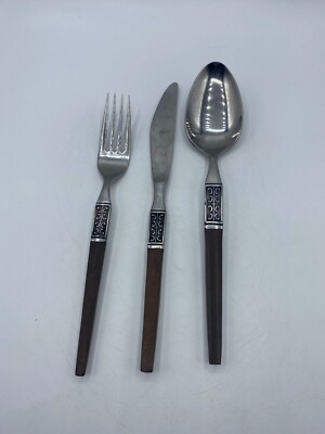 Vintage Ekco Eterna La Joya Danish Stainless Flatware Wood Handle Japan MCM