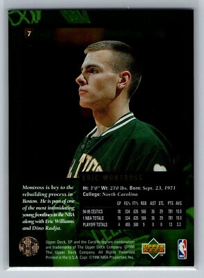 ERIC montross　NBA　プロバスケットボール　トレーディングカード Eric Montross 1995-96 SP Championship BASKETBALL #7 Boston Celtics