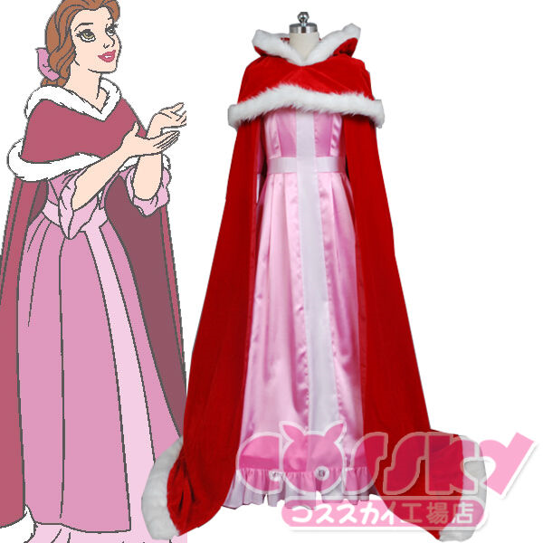Beauty and the Beast dress Belle princess pink cosplay dress with cape for  danci | eBay UK