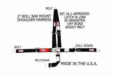 RJS SFI 16.1 5PT 2'' LATCH & LINK JR DRAGSTER BUGGY  V BOLT IN BELT BLACK 1000501