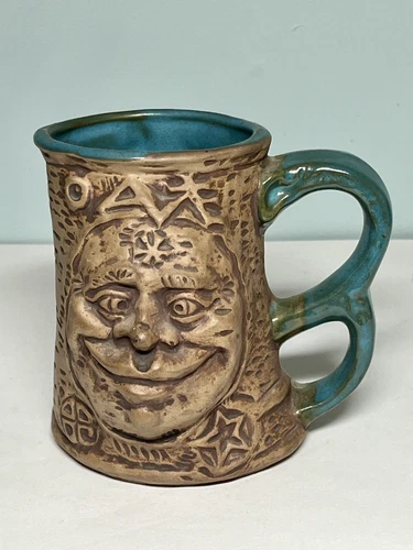 1971 Rumph Cross Eye Jester With Troll Inside Pottery Mug Tankard - Vintage 