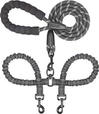 Dual Dog Leash, 360 Swivel Tangle Free Bungee Walking Training-Medium 8-35 lb