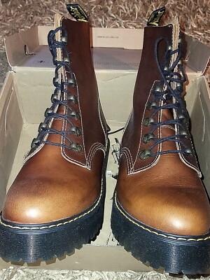 Dr. Martens Leona Platform Combat Boots Womens 11 Butterscotch