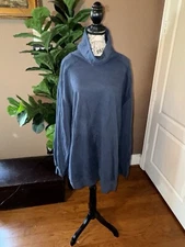 NEW Nap XXL 2XL Slate Blue Turtle Neck Sweatshirt Top NWOT