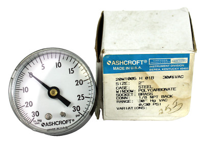 Ashcroft 20W1005 H 01B 2'' Gauge 1/8'' NPT NEW