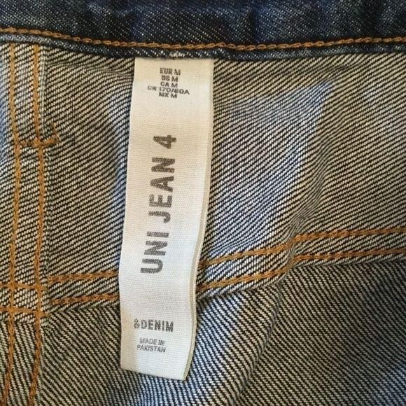H&M &Denim Size M Unisex Uni Jean 4 Ankle Length Button Fly Straight Wide Jeans thumbnail 4
