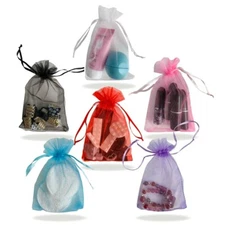 PMLAND 100 Pcs Organza Drawstring Pouches for Party Gift Bag 4x6 Inch